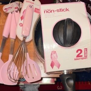 Good cook Pink Non-Stick Saucepan and Utensil Set